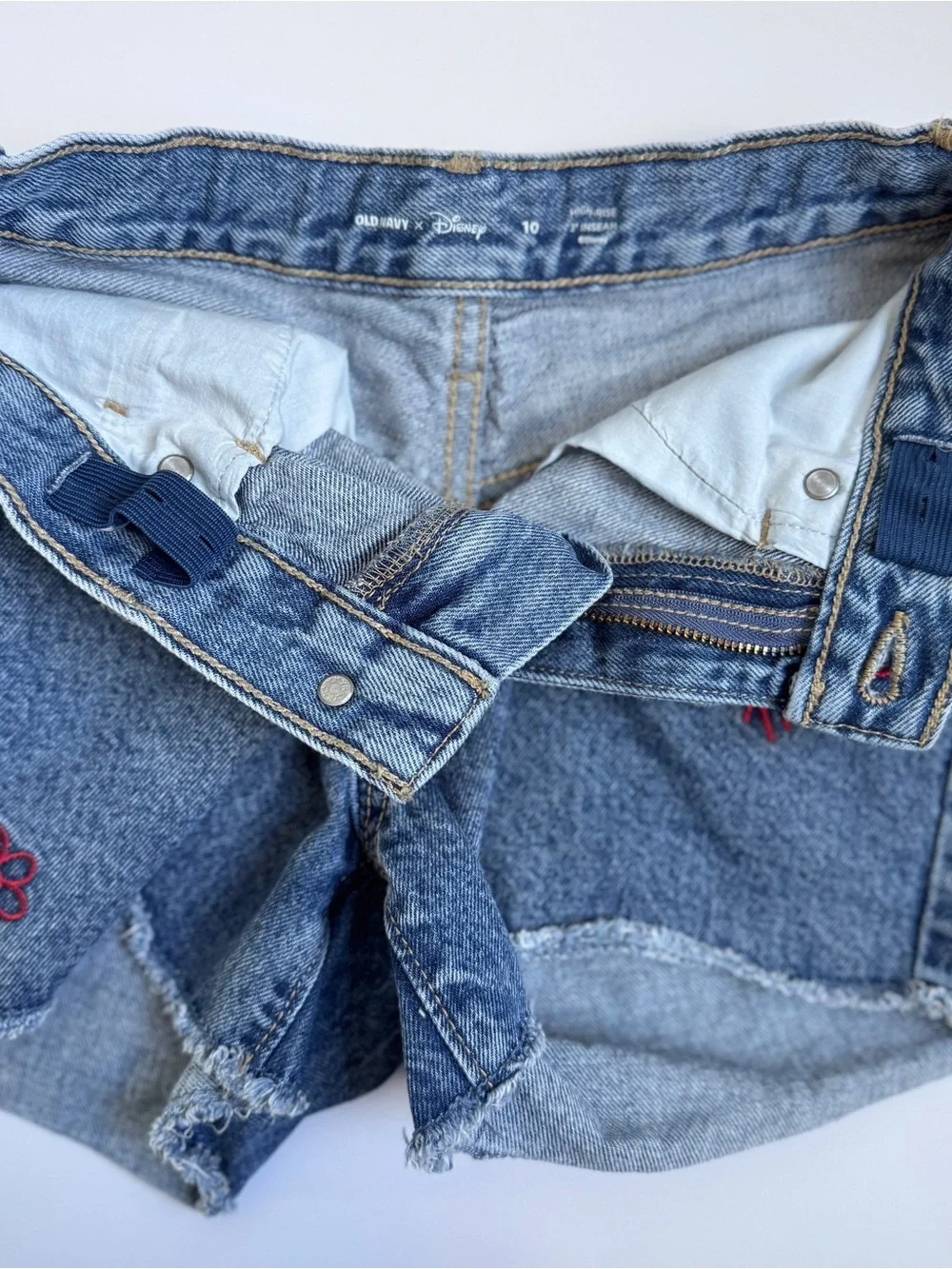 Old Navy Blue Minnie Embroidered Denim Shorts Girls Size 10